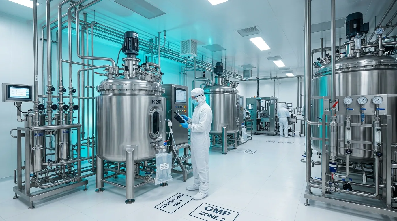 Clean-in-place CIP systems and stainless steel bioprocess vessels